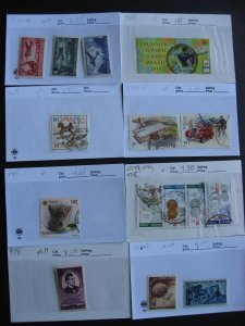 Romania U, MH, MNH assembled in sales cards, some modern, mixed condition