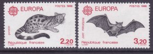 France 2009-10 MNH 1986 EUROPA Civet Cat & Bat Set Very Fine