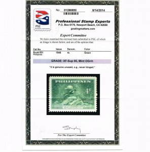 GENUINE PHILIPPINES SCOTT #531 MINT PRISTINE OG NH PSE CERT GRADED XF-SUPERB 95