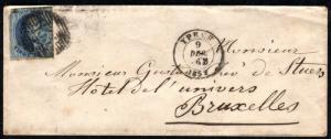 BELGIUM SC# 2 USED Stamp Postage Cover YPRES 1859 BRUXELLES