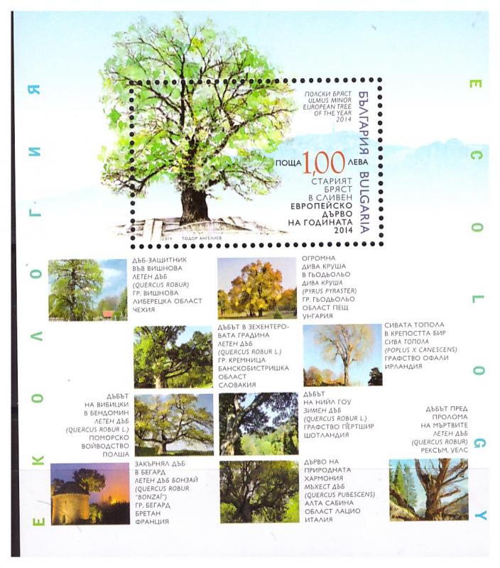 BULGARIA 2014 European Tree of the Year s/s MNH