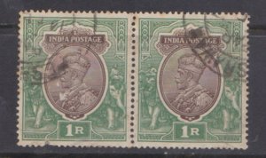 INDIA - 1911-22 1r KGV SG#186 - 2V PAIR - USED