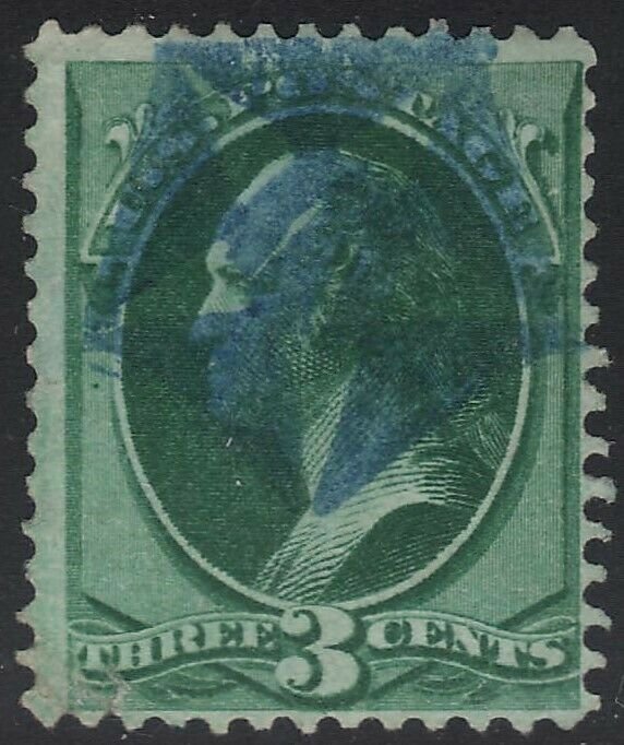 US Scott # 158 3c Washington Fancy Cancel Nice Blue Star