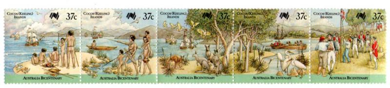 COCOS ISLAND 172 MH STRIP/5 SCV $10.00 BIN $4.50 PEOPLE