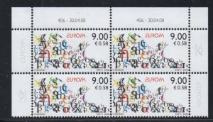 Estonia Sc 596 2008 Europa stamp mint NH block of 4