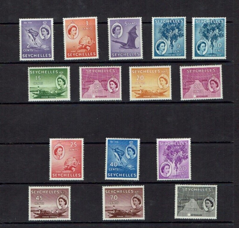 Seychelles: 1954 Queen Elizabeth definitive, short set to 1R, Mint