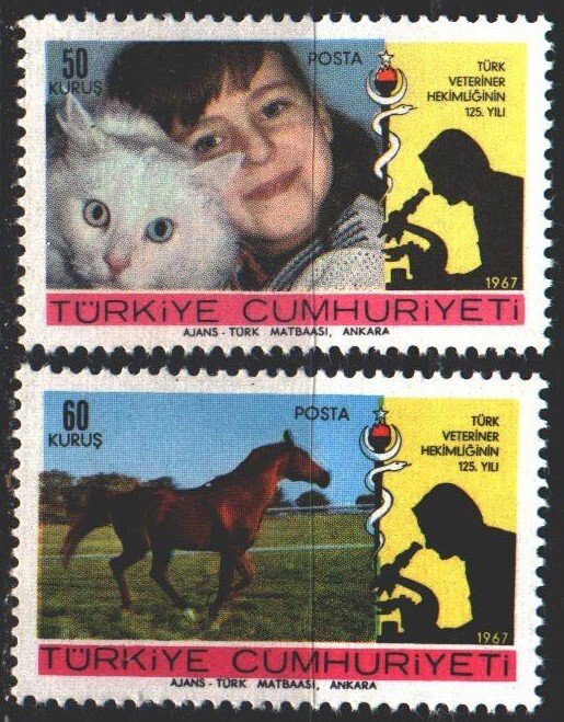 Turkey. 1967. 2078-79. Pets, cats, horses. MNH.