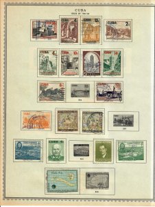 Cuba Stamp Collection On Album Pages Mixed Condition Lot