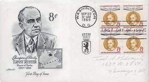 United States, First Day Cover, Germany