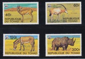 Chad Sc 367, 368, 371, 372 MNH. 1979 WWF Animals, 4 different from set, fresh VF