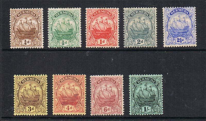 Bermuda 1910 SG 44-51 set of 9 MH