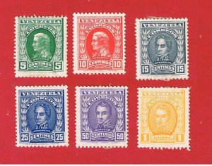 Venezuela  #250-255 MVFH OG  Portraits  Free S/H