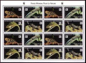 Madagascar WWF Geckos and Chameleons Sheetlet of 4 sets reprint MI#2313=2317