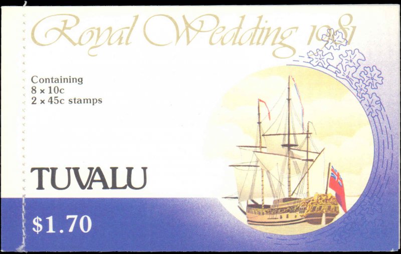 Tuvalu #157a, 160a, Complete Set, Unexploded Booklet, 1981, Royality, Never H...