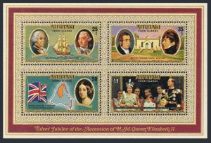 Aitutaki 148-151,151a,MNH. QE II Silver Jubilee,1977.Navigators.Bligh,Bounty,Map