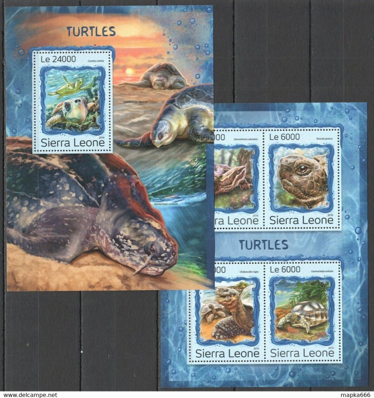 2016 Sierra Leone Fauna Marine Life Reptiles Turtles Kb+Bl ** Stamps St332