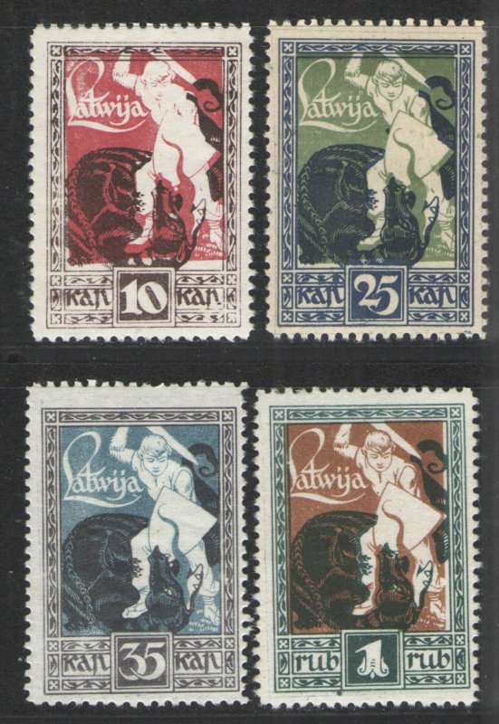 Latvia 1919 Sc# 64-67 MNH/MH VG - Warrior slaying Dragon