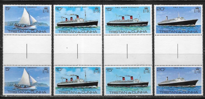 Tristan da Cunha 255-58 1979 Ships set Gutter Pairs (*sch)