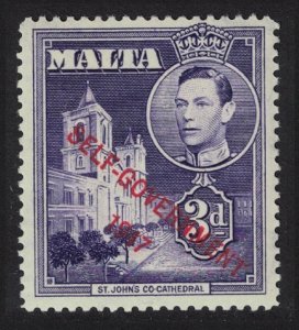 Malta St John's Co-Cathedral 3d violet 'SELF-GOVERNMENT' 1948 MH SG#240a