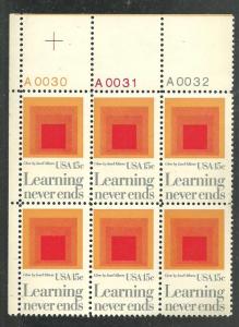 #1833 Learning Never Ends Plate Block  Mint NH #A0030-32