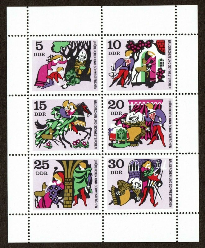 HuskyStamps ~ Germany DDR #1181a, Mini-Sheet of 6, MNH, Fairy Tales,  4 pictures