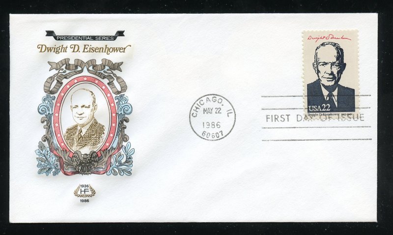 US 2219g AMERIPEX '86 - Dwight D. Eisenhower UA Farnam cachet FDC