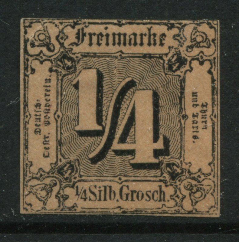 Thurn & Taxis 1854 1/4 sgr black on red brown unused no gum