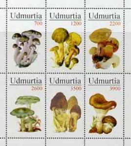 Udmurtia Republic 1998 Fungi #1 perf sheetlet containing ...