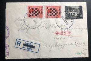 1941 Zagreb Croatia Germany State Censored cover To Vienna Austria Sc#38