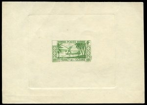 French Colonies, French Polynesia #86P, 1934 15c green, die proof with value ...