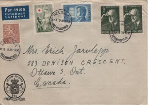 Finland 1955 Cover Sc 249 5m Sibelius, Sc 325, Sc 312, Sc B123 Airmail to Canada