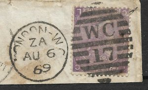 Doyle's_Stamps: 1869 British Scott #33 and #51a On-Piece, CV $175    L24