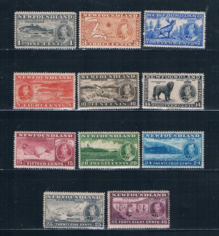 Newfoundland 233-43 MNH set Various Scenes 1937 (HV0257)