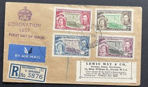 SOUTHERN RHODESIA GVI SG36-39, 1937 CORONATION set on FDC, VFU. Cat £30+