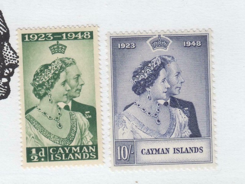 CAYMAN ISLANDS # 116-117 VF-MNH 1948 KING GEORGE VI SILVER WEDDING  CV $23