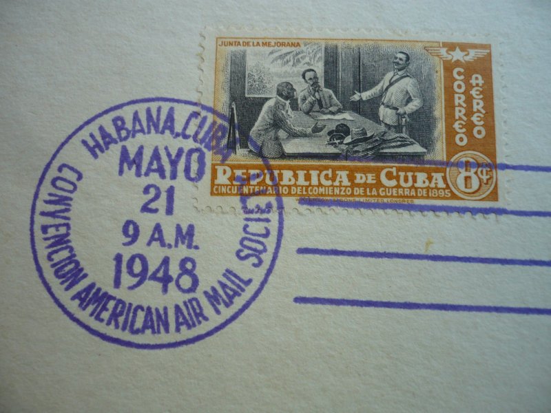 Stamps - Cuba-Scott# C38 &C39 Used & Mint Hinged Airmail Stamps on Menu/S Sheet