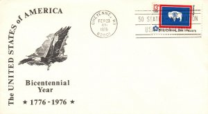 1976 FDC - USA Bicentennial Year - Better Cachet - 13c Wyoming Stamp - F25185