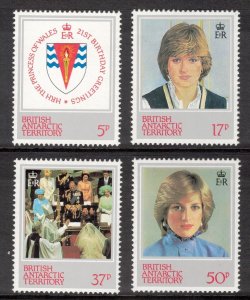 BRITISH ANTARCTIC 1982 Princess Diana; Scott 92-95, SG 109-12; MNH
