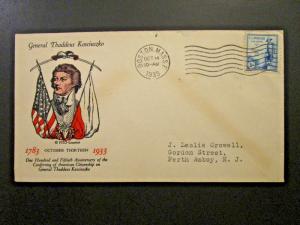 United States SC# 734 FDC / Linprint Cachet / Typed Address / Boston CDS - Z4752