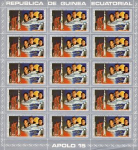 Equatorial Guinea 1972 Mi#18/24  APOLLO-SPACE 7 Sheetlets of 15v. Perforated MNH