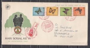 Indonesia, Scott cat. B156-B159. Butterflies on a Registered First day cover. ^