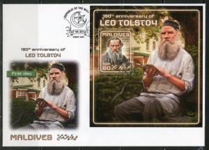 MALDIVES 2018 190th BIRTH OF LEO TOLSTOY SOUVENIR SHEET FDC