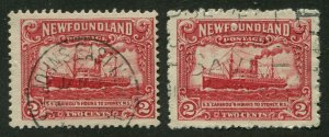 NEWFOUNDLAND #163 USED UNLISTED PAPER/PERF VARIETY