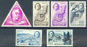 Monaco Sc# 198-202 MNH (10c MH) 1946 50fr-100fr Prince Louis II