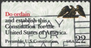SC#2359 22¢ Constitution Booklet Pane Single (1987) Used