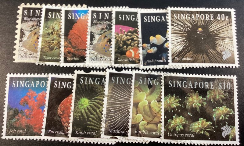 Singapore#674-75B, 77-84B used Marine Life 1994