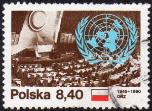 Poland 2417 - Cto - 8.40z United Nations 35th Anniversary (1980) (cv $0.60)