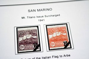 COLOR PRINTED SAN MARINO 1941-1965 STAMP ALBUM PAGES (40 illustrated pages)