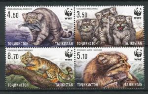 Tajikistan 2017 MNH WWF Manul Pallas's Cat 4v Block Wild Cats Animals Stamps