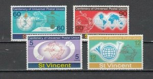 St. Vincent, Scott cat. 375-378. Centenary of U.P.U. issue.